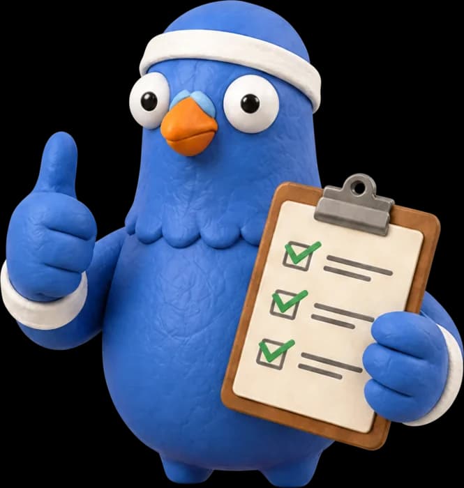 Kipp mascot holding a checked-off checklist and giving a thumbs up